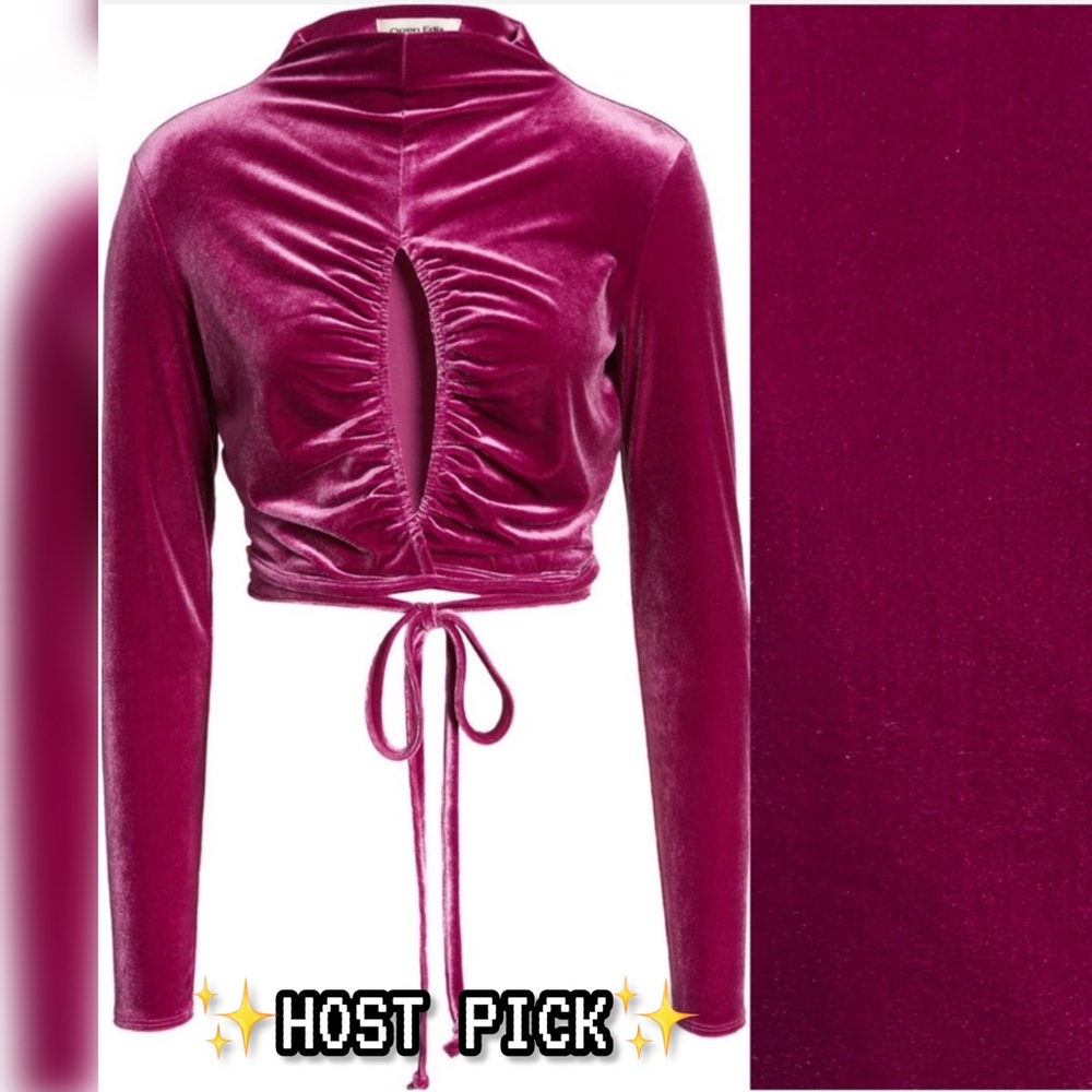 🆕 Velour Magenta Tie-Front Crop Top | Keyhole Cutout | Size M | Y2K Glam